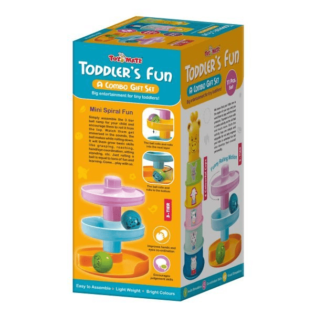 Toddler's Delight - 2 in 1 Gift Set Hammer Ball Toy with A Roll Ball Toy with 3 Layer Ball Drop Tower Run Roll Swirling combo Ramps for Baby and Develops fine Motor Skills - Toymate