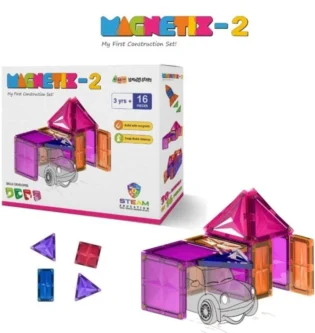 Magnetix 2 – 16 Pcs Magnetic Tiles STEM Learning Set for Kids Ages 3+