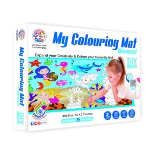 My Coloring Mat Mermaid Printed Mat of Size 40 x 27 Inches, Washable & Reusable Colouring Kit for Kids 3+ Years- Ratna's