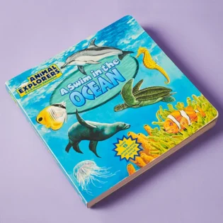 Refurbished “A Swim in the Ocean” 3D children’s puzzle book cover with sea animals