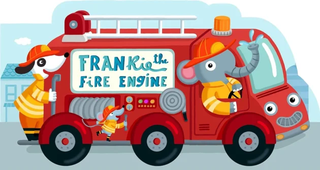 Refurbished Rolling Wheels XL Frankie the Fire Engine – Interactive Squeaky Toy Book
