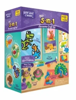 5-in-1 Awesome Craft Kit with 15+ DIY Projects for Kids