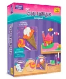 Clay Murals - Candyland 3D Clay Art Kit for Kids with Canvases, Glitter Paint, and Air-Dry Clay