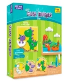 Clay Murals - Dino clay modeling kit with foam and light clay on dinosaur canvas