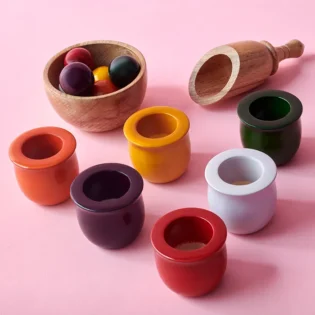 Refurbished Montessori Color Sorting Toy with Wooden Balls and Scoop – Eco-Friendly Waldorf Toy