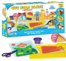 Cut, Fold & Paste - Preschool Craft Activity Kit with Safety Scissors, Folding Board and Glue Stick