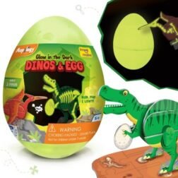 Dino & Egg – Green Toy Set with Glow-in-the-Dark T-Rex, Pteranodon, Skeleton Models, and Puzzle Mat