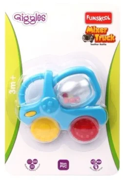 MIXER TRUCK TEETHER RATTLE – Colorful Baby Rattle in Truck Shape with Teether Handle