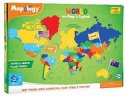 World Map Puzzle with Capitals and Flags - Educational Geography Toy by NeXushubs