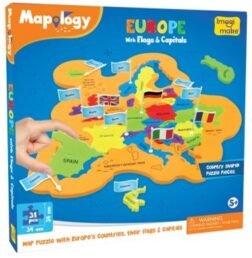 Mapology Europe Puzzle with Flags and Capitals - Educational Geography Toy for Kids