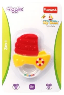 MY BOAT TEETHER RATTLE – Colorful Boat-Shaped Baby Teether Rattle