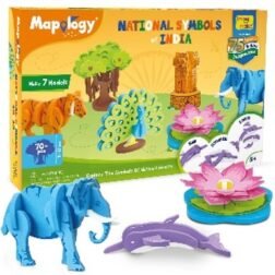 Mapology – National Symbols of India | 3D Model-Making Toy Kit for Kids Featuring Tiger, Peacock, Emblem & More