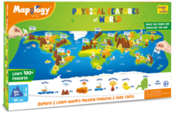 Mapology – Physical Features of World | Geography Puzzle Toy with Landforms, Water Bodies, Volcanoes for Kids