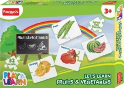 Play & Learn Fruits & Vegetables Puzzle – 2-in-1 Food Floor Puzzle for Kids