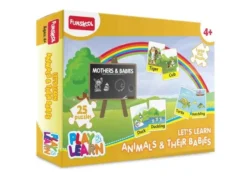 Play & Learn Puzzle – Animals & Their Babies – Match Animal Families Floor Puzzle for Kids