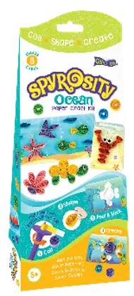 Spyrosity Ocean Paper Strip Craft Kit for Kids with Sea Life Theme Cards