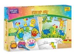 Stamp Art - Animal Kingdom DIY Kit with Reusable Stamps, Stamp Pens, and Design Book