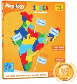 States with Capitals - India Map Learning Puzzle with Flags for State Capitals