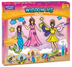 Window Art Princess DIY Glass Painting Kit with 12 Suncatchers and 11 Paint Tubes for Kids