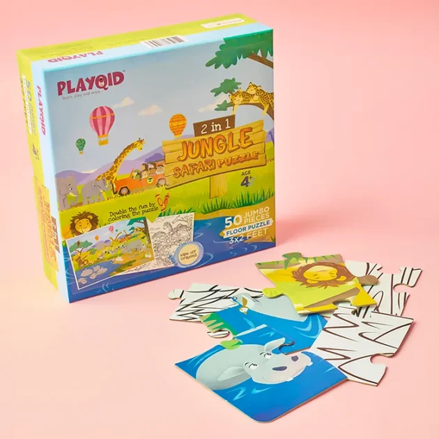 Refurbished 2 IN 1 Jungle Safari – Double-Sided Jumbo Puzzle for Kids