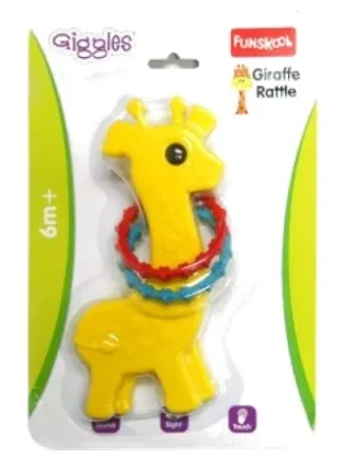 BABY GIRAFFE RATTLE – Animal Toy with Colorful Spinning Rings