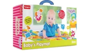 BABY'S PLAYMAT – Large Colorful Floor Mat with Rattle, Teether & Crinkler