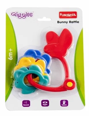 BUNNY RATTLE – Baby Toy with Bunny Shape and Colorful Flowers