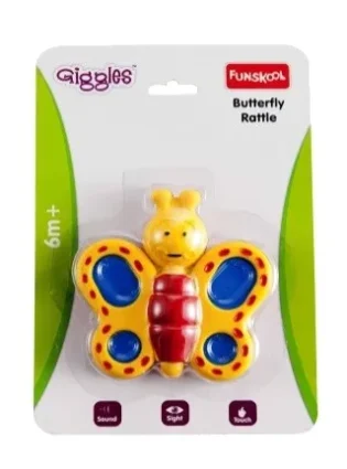 BUTTERFLY RATTLE – Colorful Baby Rattle with Smiling Design