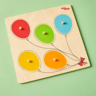 Refurbished Wooden Colour Balloons Puzzle with Knobs – Montessori Toy