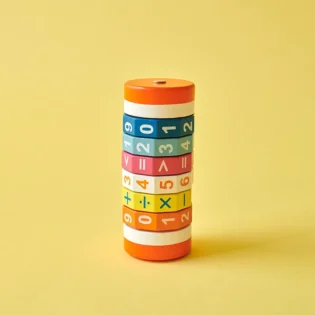Refurbished Cylindrical Number Toy – Wooden Math Puzzle