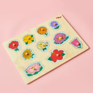Refurbished Flowers Puzzle – Wooden Educational Tray for Kids