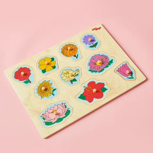 Refurbished Flowers Puzzle – Wooden Educational Tray for Kids