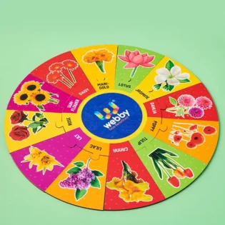 Refurbished Flowers Wooden Round Jigsaw Floor Puzzle – 13 Pieces for Toddlers