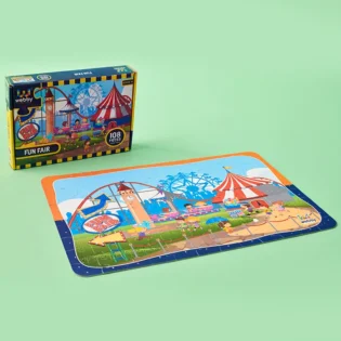 Refurbished Fun Fair Wooden Floor Puzzle – 108 Pieces for Kids Learning and Brain Development