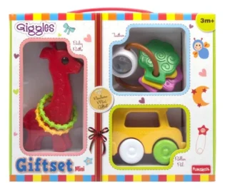 GIFT SET - MINI Newborn Toy Combo with Giraffe Rattle, Tree Teether & Roller
