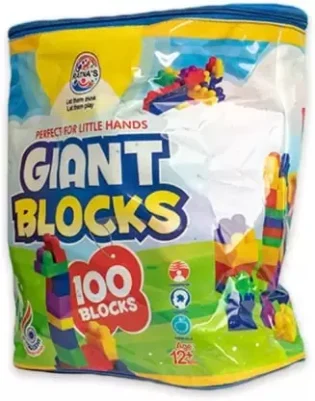 Refurbished Giant Blocks Set – 100 Large Pieces with Storage Bag for Creative Building