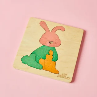Refurbished Happy Rabbit Puzzle – Eco-Friendly Wooden Jigsaw for Toddlers