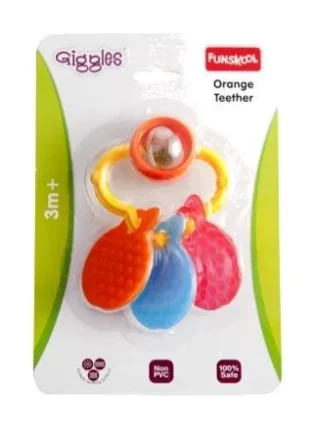 ORANGE TEETHER RATTLE – Fruit-Themed Teething Toy with Gentle Rattle