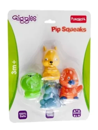 BUTTON NOSE RATTLE – Baby Twin Animal Toy with Pushable Nose and Rattle Sound