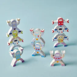 Refurbished Robot Stacking Game – Set of 10 Wooden Balancing Toys