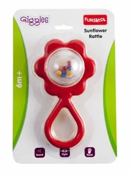 SUNFLOWER RATTLE – Baby Toy with Rotating Bead Ball in Flower Shape