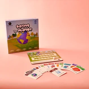 Refurbished Saving The Planet Board Game with Wooden Flash Cards and Dice