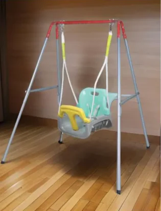 Colorful kids swing with safety harness