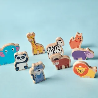 Refurbished Stacking Animal Toy – Wooden Balancing Game for Toddlers with Colorful Birch Wood Pieces