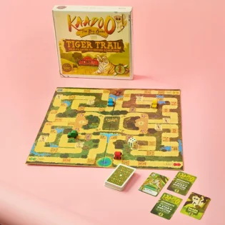 Refurbished Tiger Trail Jungle Safari Board Game depicting a safari scene