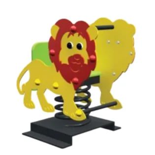 Lion-shaped spring rider toy for kids outdoor playground