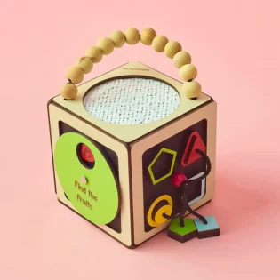 Refurbished Wooden Activity Busy Cube – 6-Sided Toy for Toddler Learning and Play