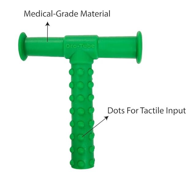 Oro‑Tube Dotted Green oral motor chew tube
