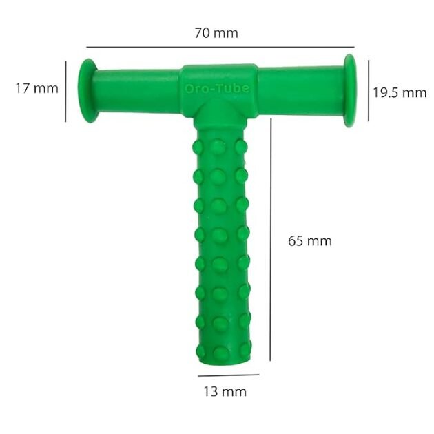 Oro‑Tube Dotted Green oral motor chew tube