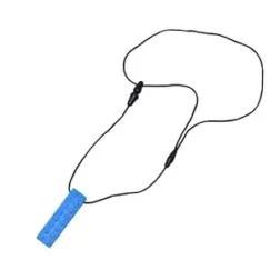 Blue textured silicone chewing bar for teething babies